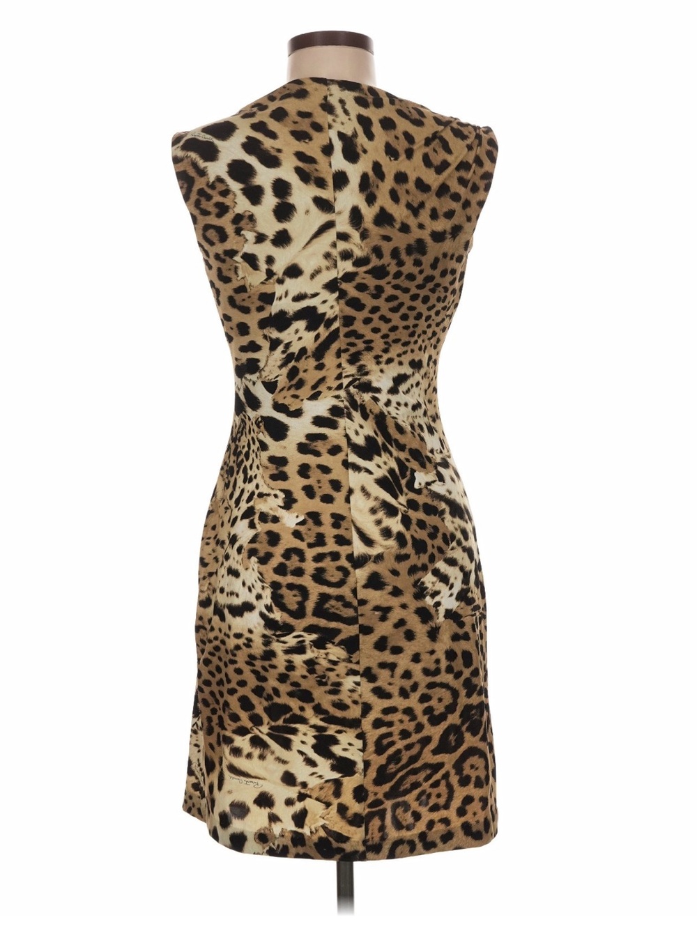 Roberto Cavalli Leopard-Print Sleeveless Sheath Dress in Brown, Black, Cream - Picture 2 of 4